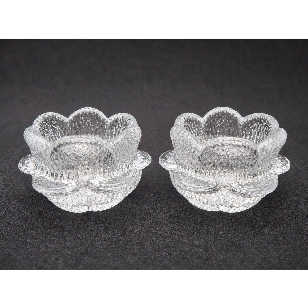 VTG Holmegaard Akande Water Lily Glass Candle Holders Sidse Werner Set 2